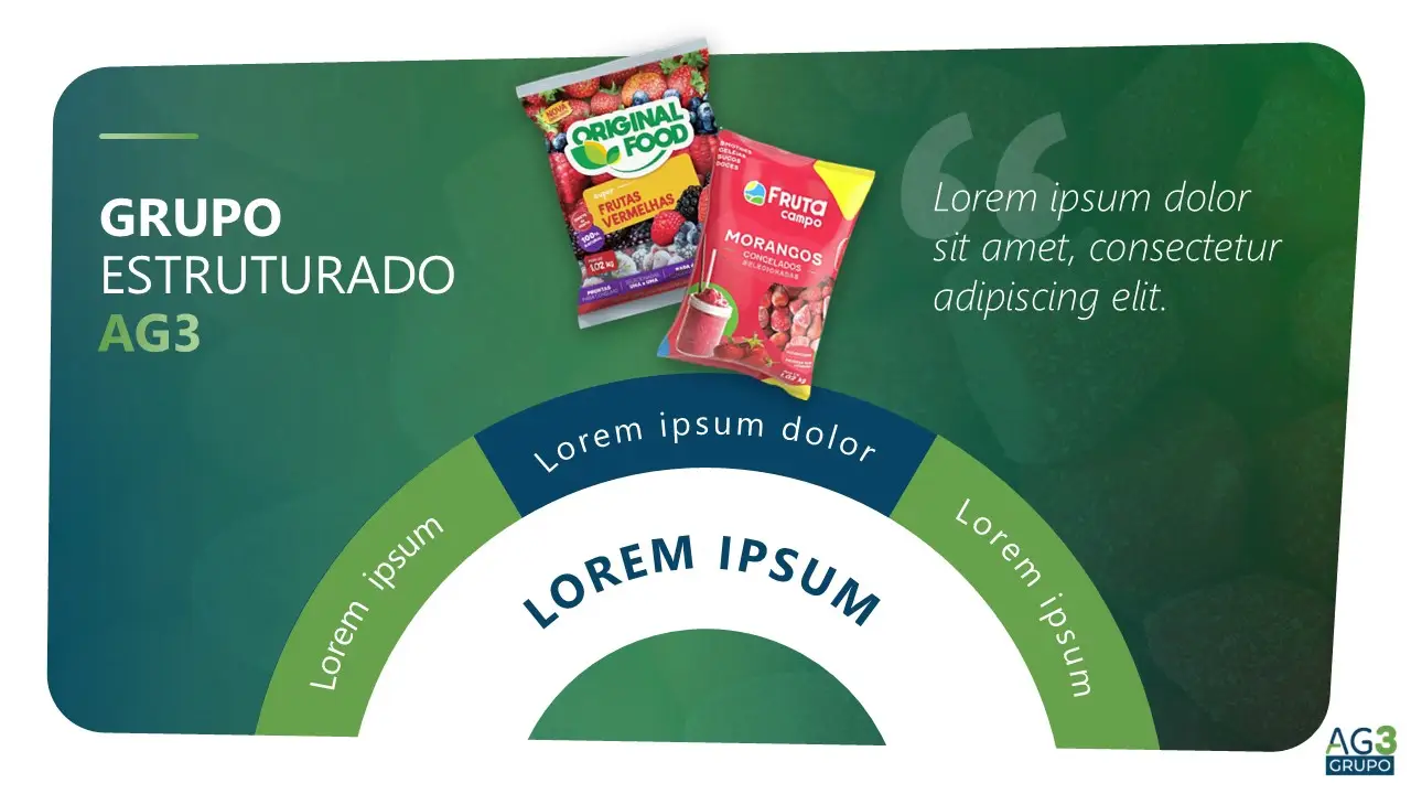 Capa de apresentação comercial sobre marca própria, com fotografia de produto.